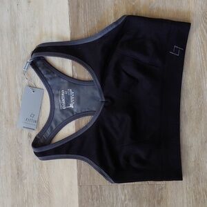 NWT Fittin Sport Essentials Unpadded Sports Bra Black Size L